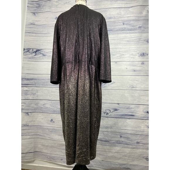 Lane Bryant Surplice Ombre Foil Dress Womens 26 Faux Wrap Elastic Waist Sparkle - Picture 3 of 12